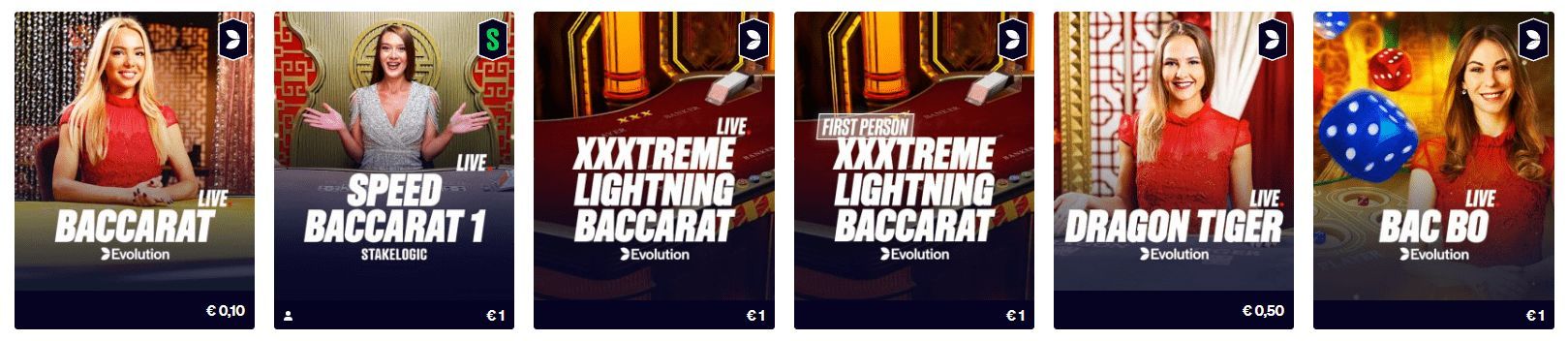 Baccarat Spellen met live dealers